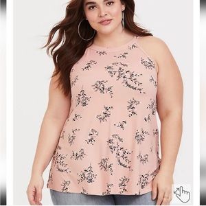 Torrid-  Peachy/Pink Floral High Neck Tank- 0x 12/14